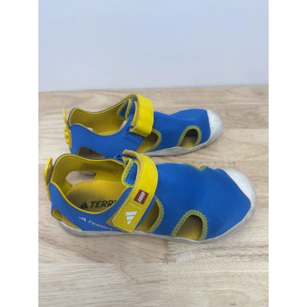 adidas Terrex Captain Toey Sandals LEGO‎ Bright Blue Cloud White Yellow Sz 5 #55